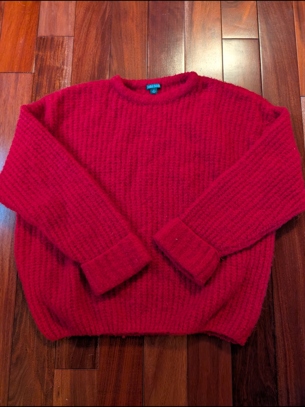 wild fable Red Textured Crewneck Sweater